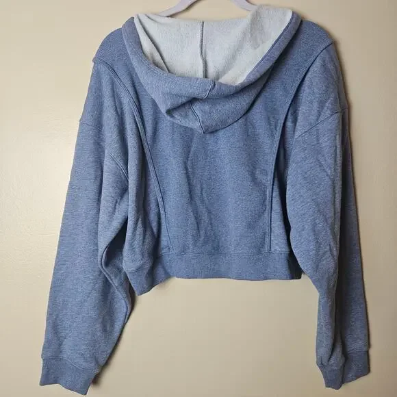 Nike Cropped Hoodie Womens Small Blue Fleece Training Pullover - Picture 4 of 8